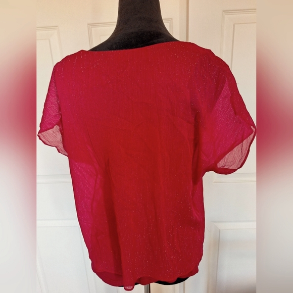Express top sparkle overlay red size medium - Picture 2 of 7